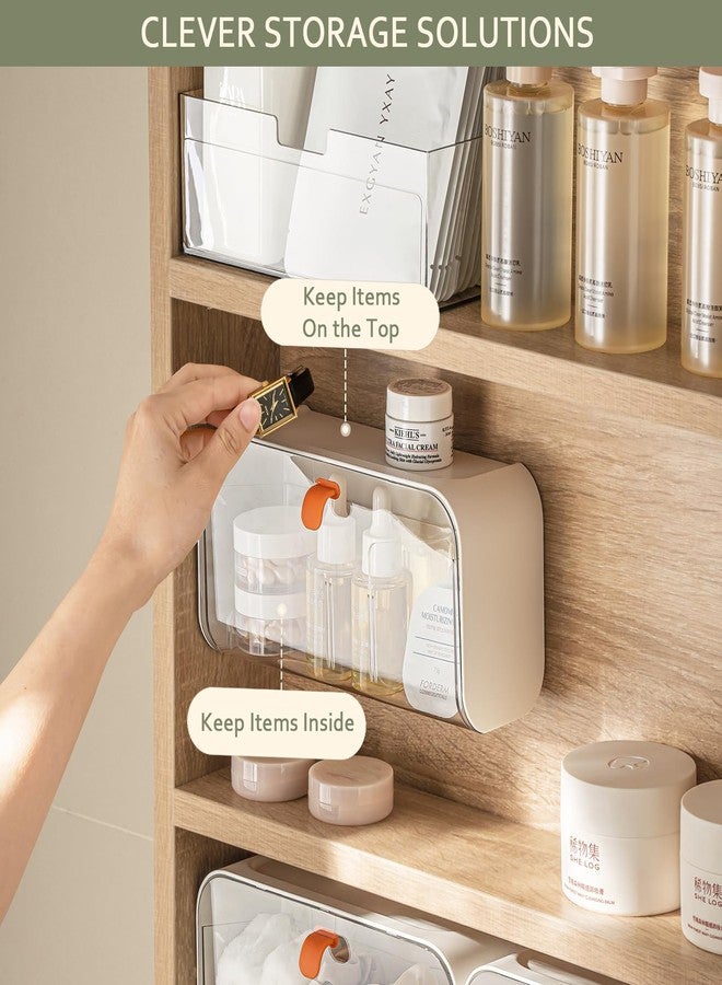 SUNFICON Wall Mounted Cotton Pads Holder Organizer Cotton Swab Balls Holder Q-tip Dispenser Qtip Storage Canister Cosmetic Pads Container Flossers Box Case - Image 4